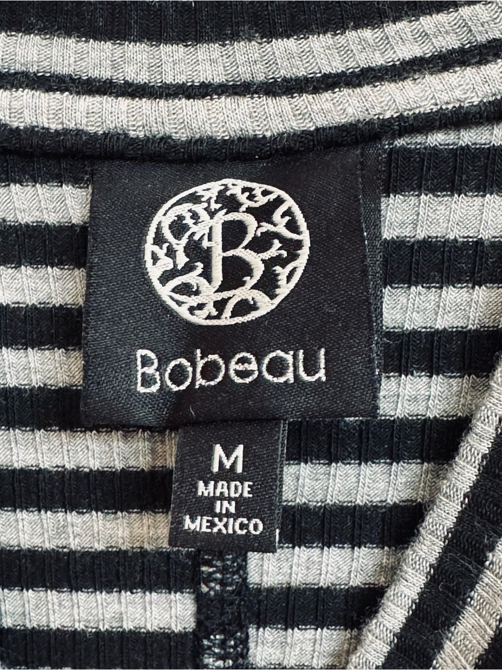 bobeau Black and White Striped Ribbed Top - Picture 4 of 4